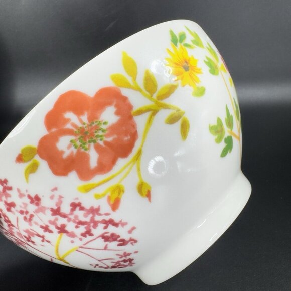 ANTHROPOLOGIE Ceramic Deep Dish Bowl Set 2 Dishes Bowls Flower Multicolor Pair - Picture 10 of 16